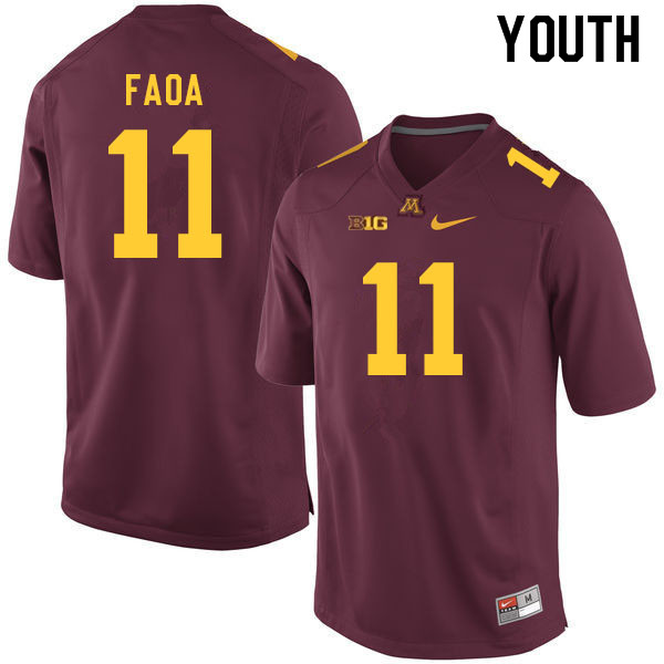 Youth #11 Lonenoa Faoa Minnesota Golden Gophers College Football Jerseys Sale-Maroon - Click Image to Close